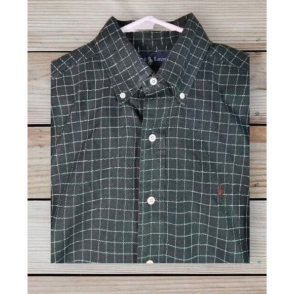 Ralph Lauren Classic Fit Men's M Shirt Button Down Green Plaid Pit To Pit 23 IN - Picture 4 of 5